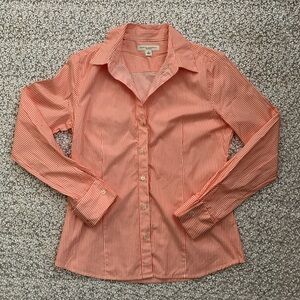 Banana Republic Orange Creamsicle Striped Long Sleeve Shirt